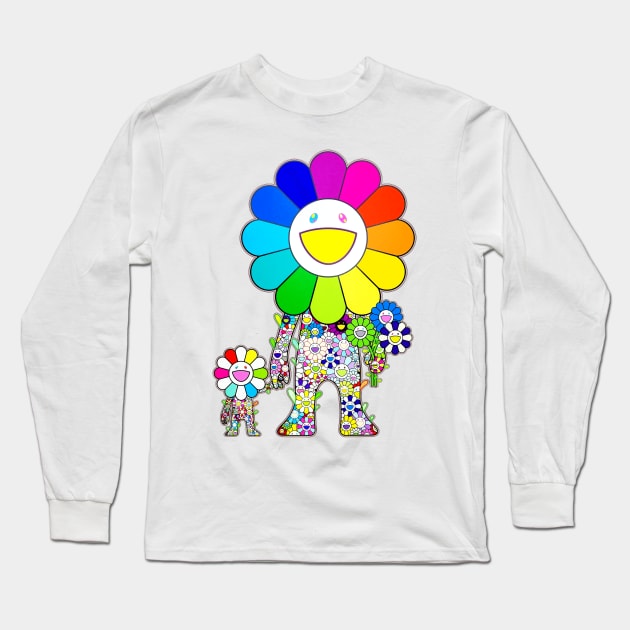 Takashi Murakami Flower Rainbow Long Sleeve T-Shirt by lacosink